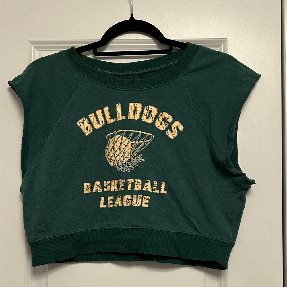 BDG Urban Green Bulldogs Basketball League Crop Top cutoff sleeve